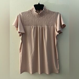 Adrianna Papell Smocked Yoke Short Sleeve Top